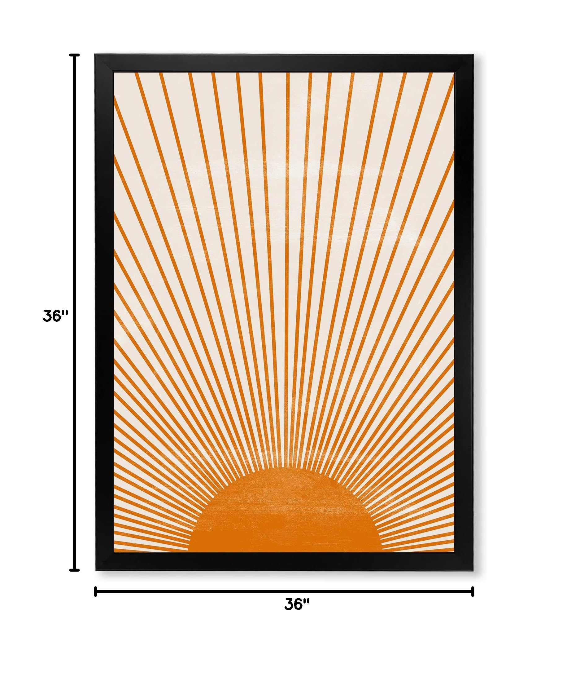 Orange Sun Print III - Modern Framed Wall Art Decor for Living Room, Bedroom & Office | Contemporary Home Decor