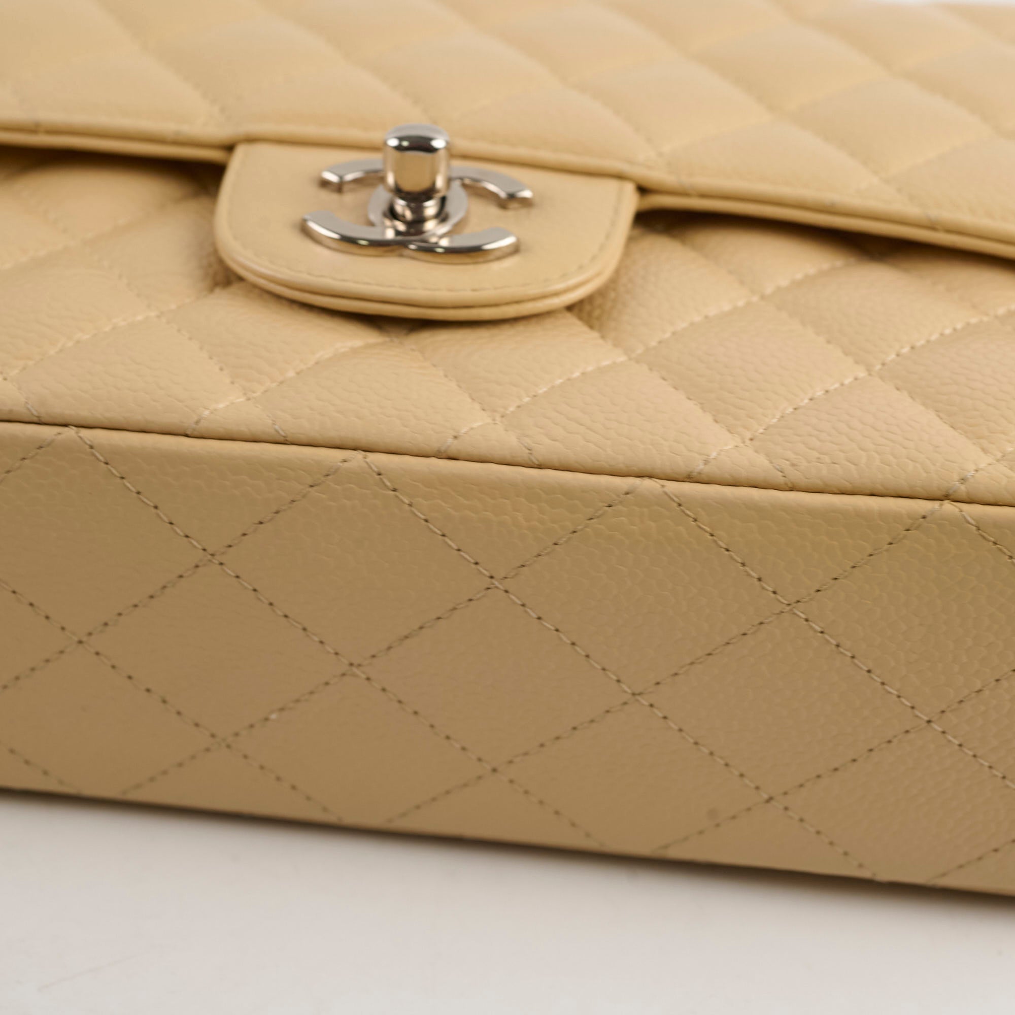 Chanel Medium/Large Caviar Double Classic Flap Bag in Beige - Luxury Handbag for Women, Perfect for Work, Parties & Everyday Use