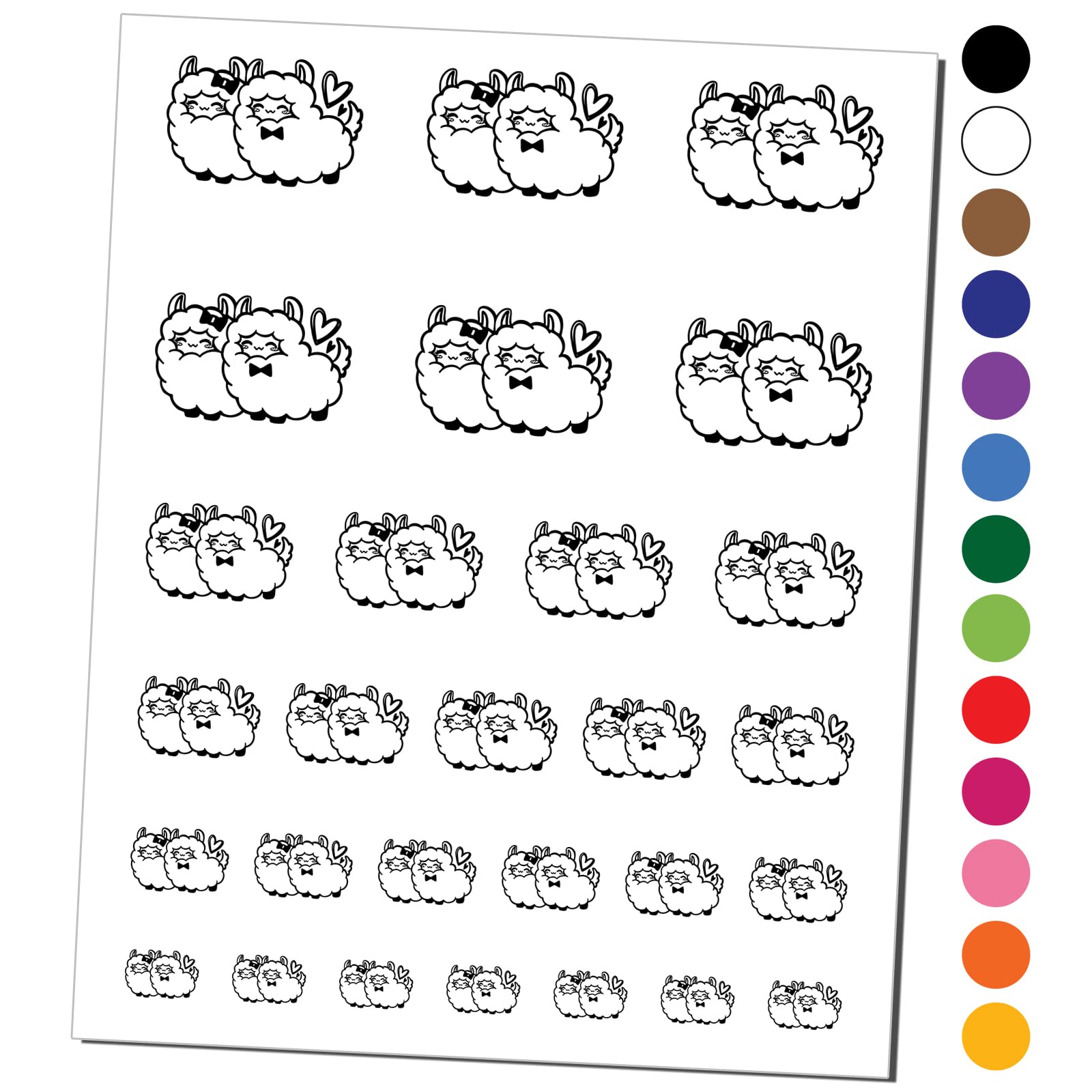 Smitten Llama & Alpaca Couple Love Temporary Tattoos - Waterproof Fake Body Art Stickers Set (Black, 1 Sheet) - Perfect for Couples, Festivals & Themed Parties