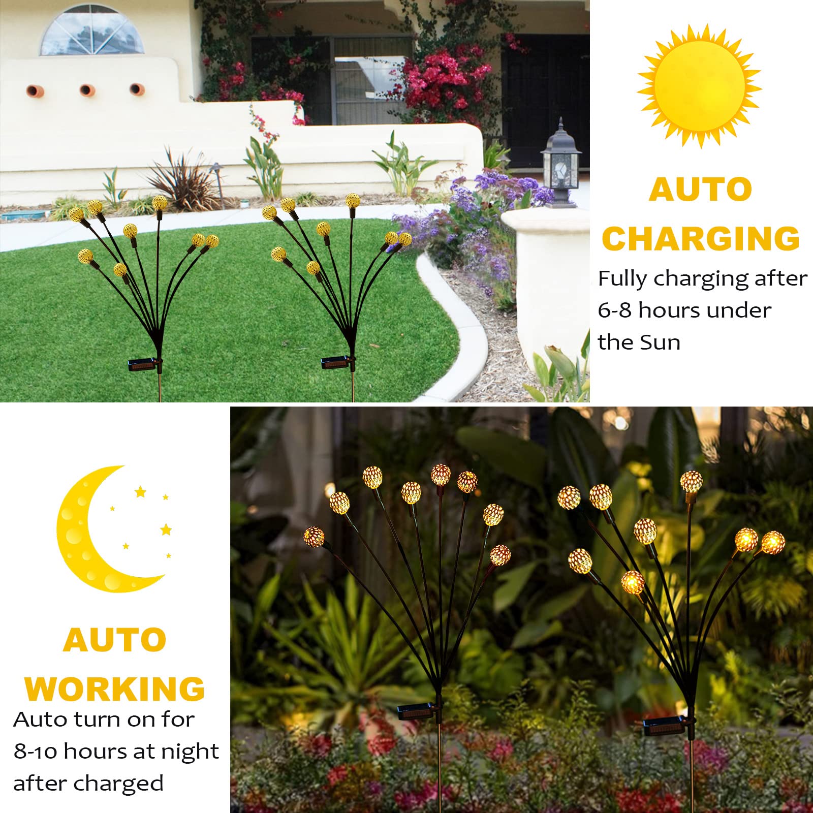 ANGMLN Solar Firefly Lights - Waterproof Outdoor Christmas Decorations for Garden, Yard, Patio & Pathway | Energy-Efficient Solar Powered LED String Lights | Perfect Holiday Gift for Family & Friends | Create Magical Ambiance for Parties, Weddings & Festive Celebrations