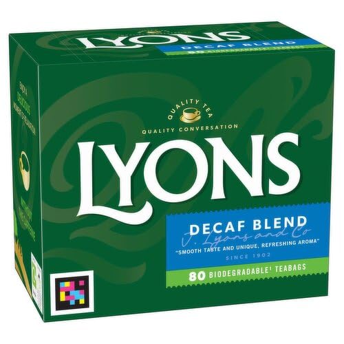 Lyons Decaffeinated Irish Tea Bags - 80 Count Pyramid Tea Bags for a Relaxing Afternoon or Evening | Caffeine-Free Black Tea Perfect for Gift Giving & Tea Lovers