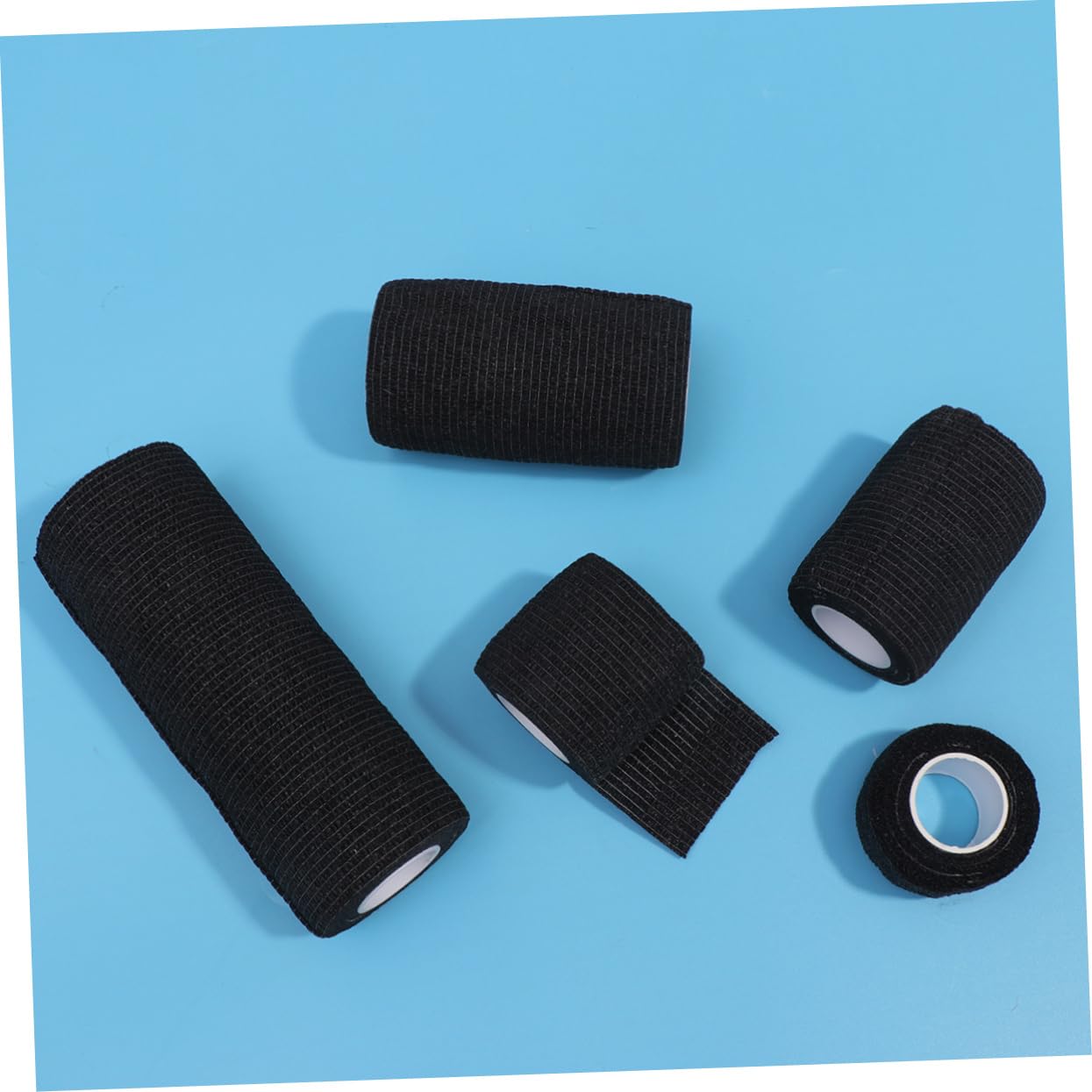 INOOMP 10 Pcs Cohesive Bandage Tape - Waterproof Self-Adhesive Wrap for Sports, First Aid & Medical Support - Black Athletic Tape for Wrist, Ankle & Knee Injuries - Ideal for Athletes & Physical Therapy