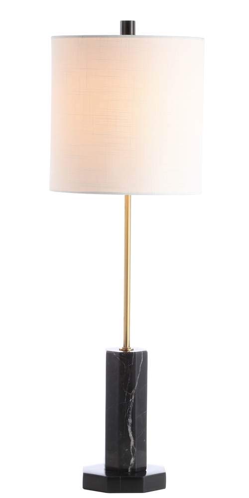 SAFAVIEH Zackary Modern Black & Brass Gold 31-inch LED Table Lamp for Bedroom, Living Room & Home Office - Nightstand Desk Light with Included LED Bulb - Perfect for Reading, Working & Ambient Lighting