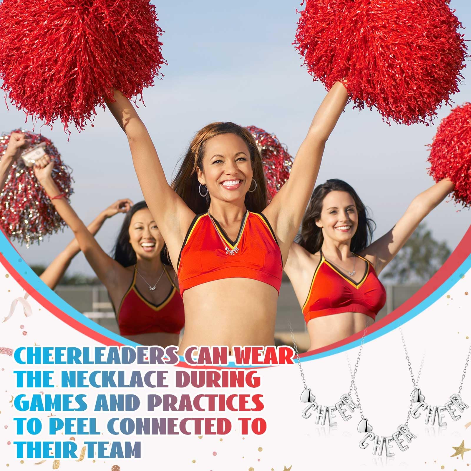 Inbagi 12-Piece Sports Theme Necklace Set - Bulk Softball, Cheerleading, Baseball & Volleyball Team Jewelry - Perfect for Player Gifts, Team Accessories & Party Favors (Great for Sports Banquets, Team Celebrations & Fan Appreciation Events)