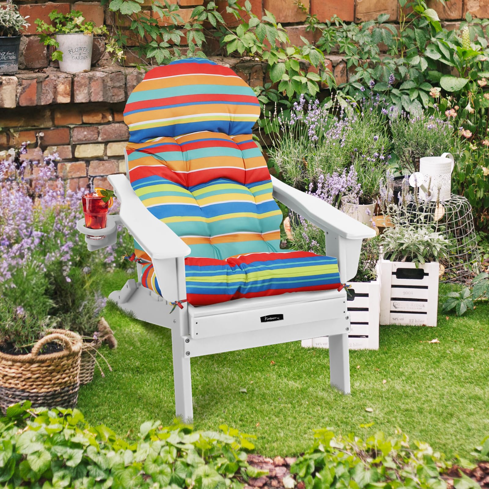 **FUNBERRY 4-Piece Patio Chair Cushions Set – Thick, Comfortable, Non-Slip, Waterproof & Fade-Resistant with Ties – Perfect for Rocking Chairs, Outdoor Lounging, and Backyard Relaxation**