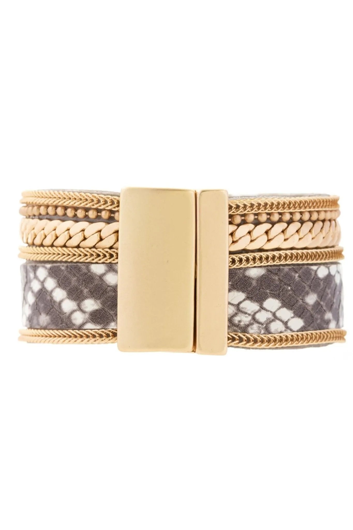 Snake Print Gold Chain Bracelet for Women - Fashion Jewelry Accessories for Party, Wedding & Everyday Wear