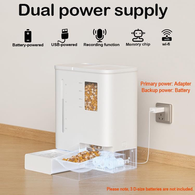 Smart WiFi Pet Feeder and Water Dispenser 2-in-1 Set - Automatic Cat & Dog Food Dispenser with App Control for Home, Travel, and Office Use
