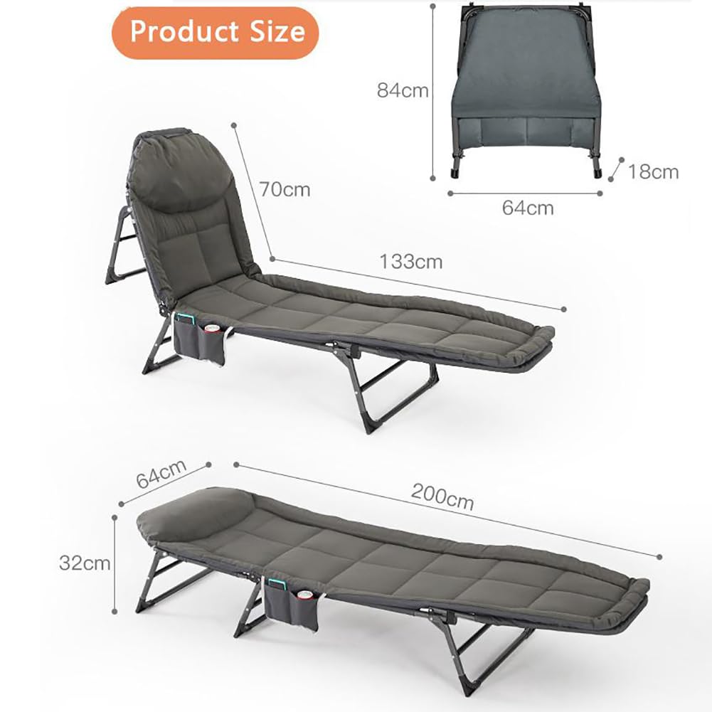 MegLob Outdoor Folding Camping Deck Chair - Portable Sunbathing & Beach Lounge Chair for Travel, Picnic, Garden, Poolside - Light Gray - Perfect for Relaxing, Tanning and Outdoor Adventures