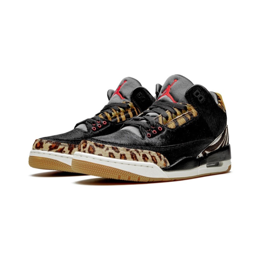 Air Jordan 3 Retro Animal Safari Sneakers - Black/Multi-Color/Dark Mocha Basketball Shoes for Men | Streetwear Fashion & Casual Wear
