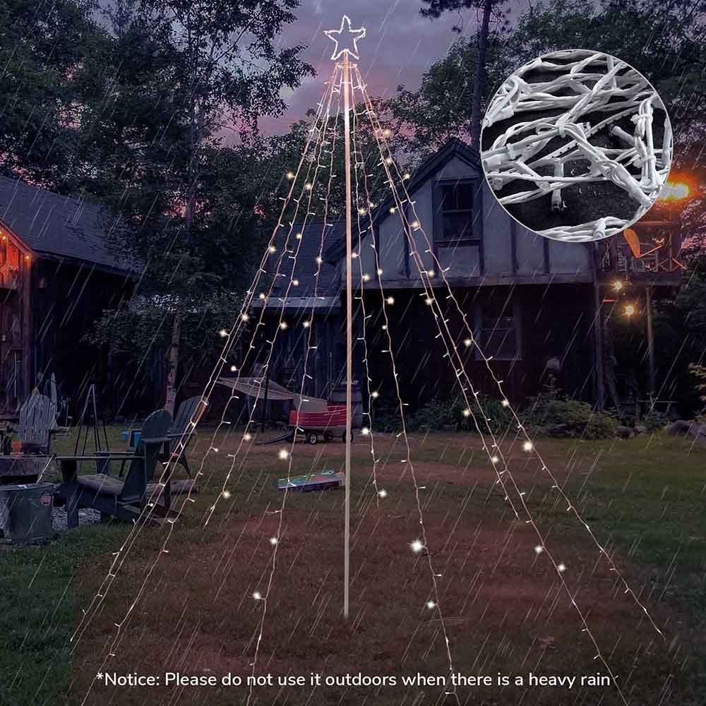 TheLAShop 9-String Christmas Tree Lights with Pole & Star - Perfect for Indoor Holiday Decorations, Xmas Tree Lighting, and Festive Home Decor