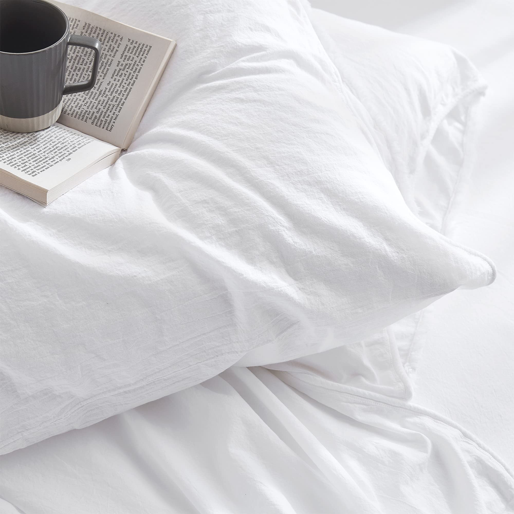 Byourbed Terra é Pais - 100% Cotton King Size Sheet Set with Tattered Edges - White - Perfect for Farmhouse & Boho Bedroom Decor