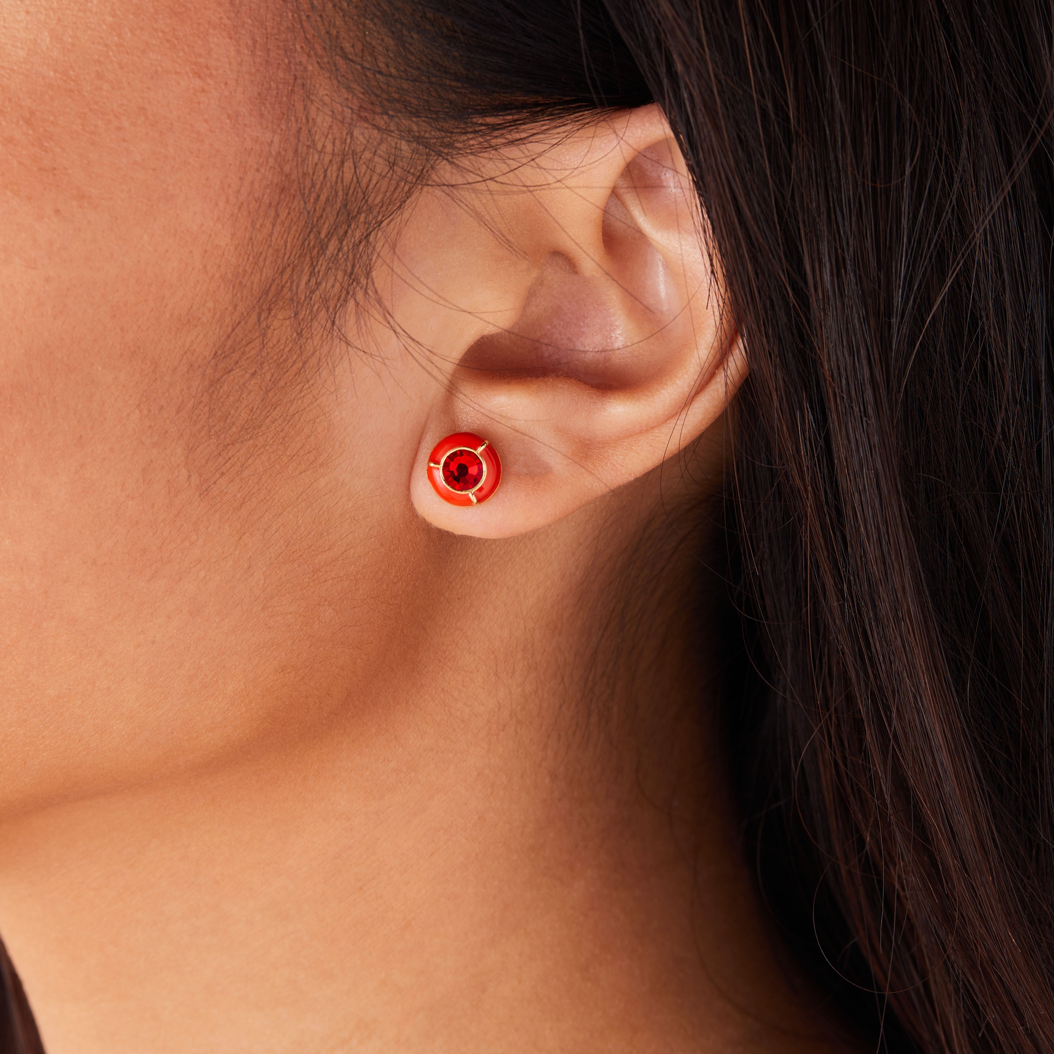 Sparkling Red Crystal Stud Earrings for Women - Elegant Dainty Jewelry Gift for Birthday, Anniversary & Everyday Wear