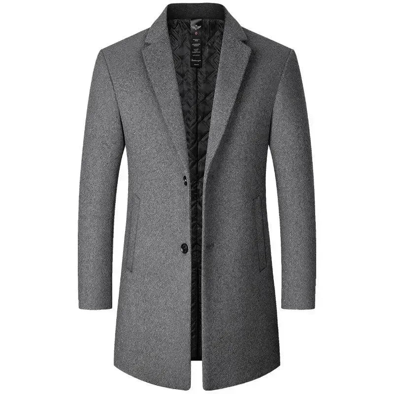 Premium Solid Wool Men's Winter Coat - Warm & Stylish Outerwear for Business, Travel & Formal Occasions