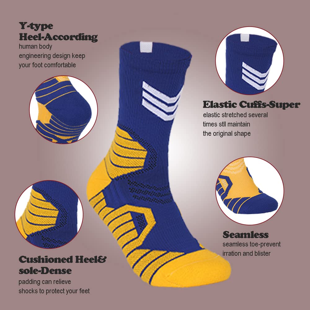 Elite Basketball Socks for Men & Women - Performance Running & Athletic Compression Socks with Cushion Support - Perfect for Sports, Workouts & Daily Active Wear