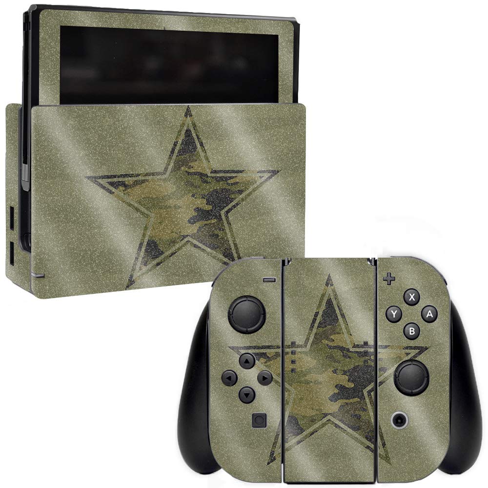 MightySkins Glossy Glitter Skin Cover for Nintendo Switch - Army Star Design | Protective & Durable High-Gloss Vinyl Decal | Easy to Apply, Remove & Change Styles | Made in USA | Perfect for Gaming Protection & Customization