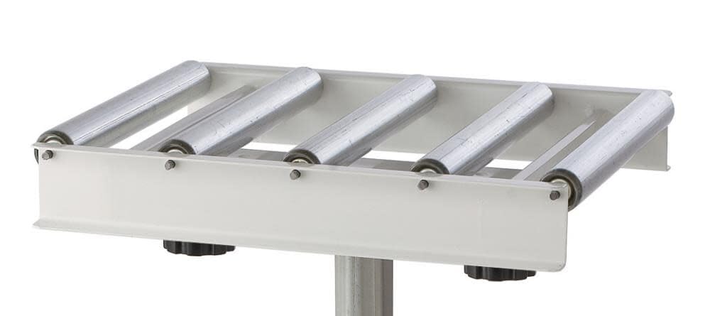Heavy Duty Adjustable Roller Table Stand HTC HRT-10 - 5 Ball Bearing Rollers Conveyor Feed Stand, White - Perfect for Workshop, Warehouse & Industrial Material Handling