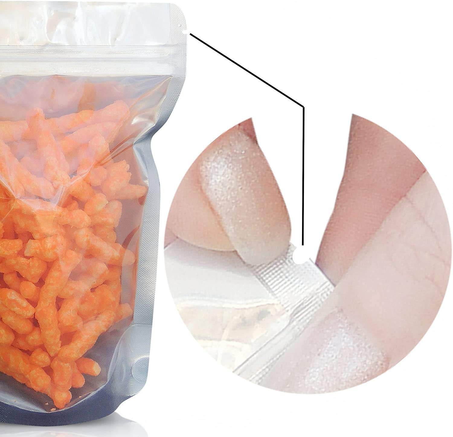 5x8 Inch Stand Up Pouch Bags - 100 Pack Heavy Duty Food Storage Bags with Clear Front & Aluminum Foil Back | Resealable Ziplock & Heat Sealable for Coffee, Snacks, Pet Food & Bulk Storage
