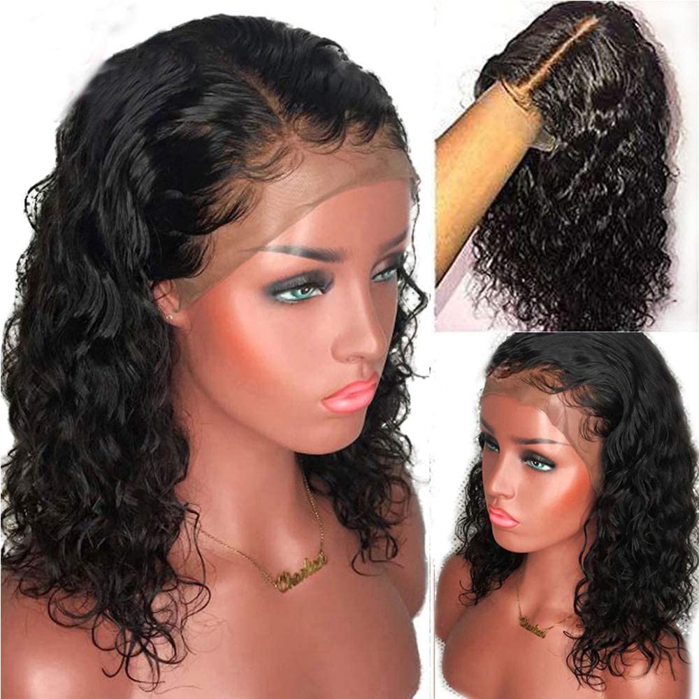 Brazilian Virgin Hair Short Bob Curly Human Hair Lace Front Wig with Baby Hair - 10 Inch Full Lace Wig for Black Women (Natural Color) | Perfect for Daily Wear, Cosplay & Special Occasions