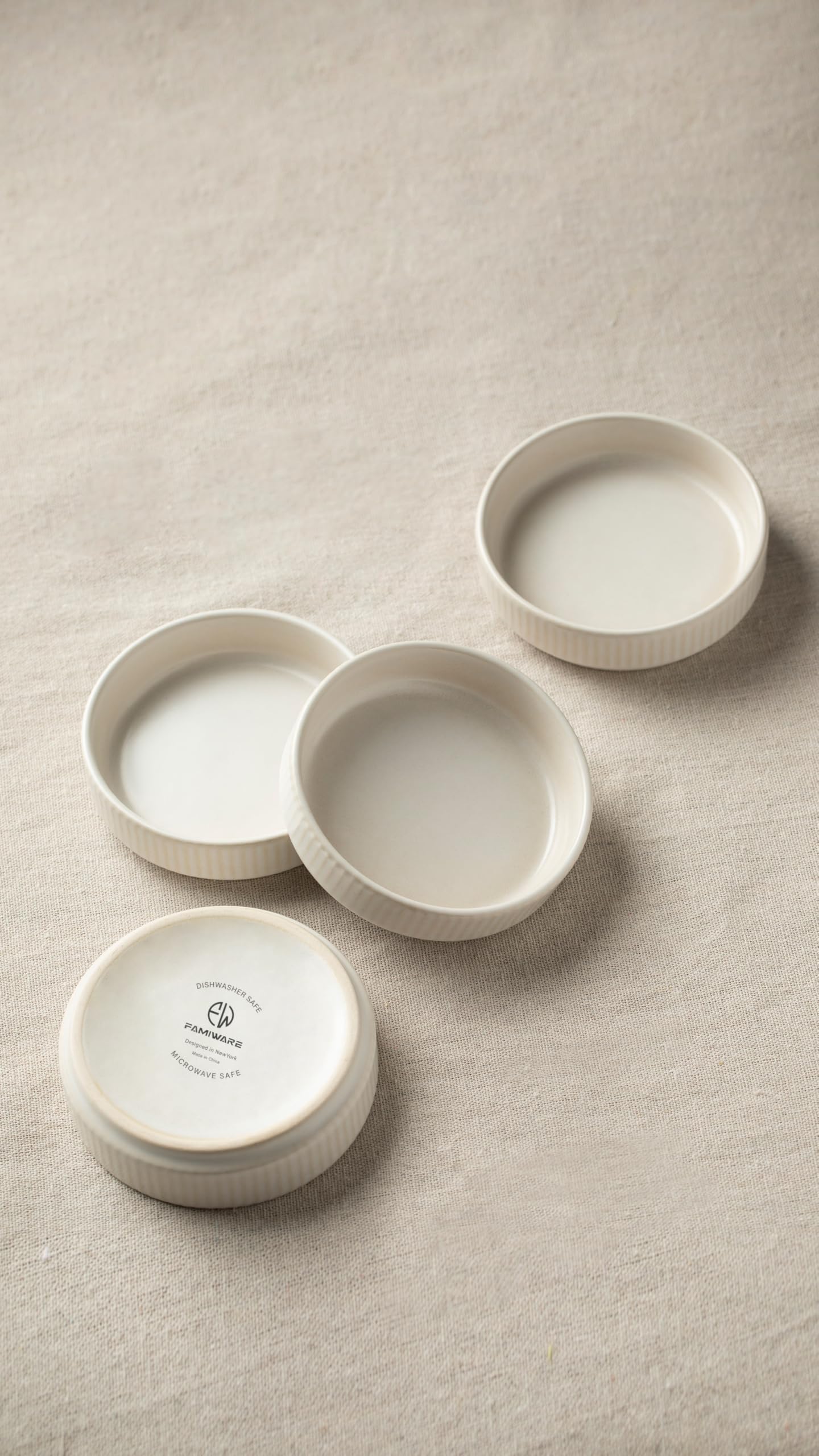 Famiware 6-Piece Star Soy Sauce Dish Set - 4 oz Ceramic Dipping Bowls for Sushi, Dumplings, Ice Cream & Desserts | Small Serving Dishes for Asian Cuisine, Appetizers & Condiments | Matte White Dinnerware