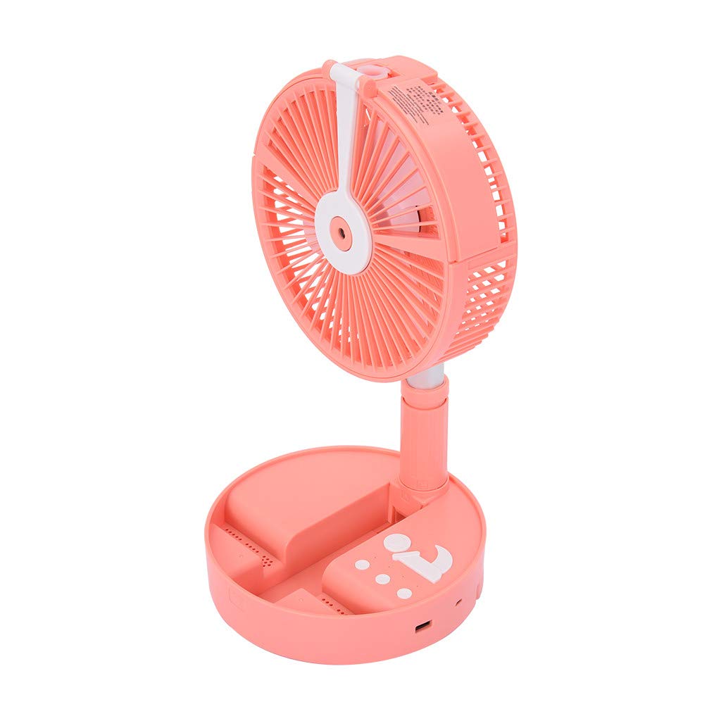 Portable USB Rechargeable Folding Pedestal Stand Fan - Adjustable Mini Telescopic Table & Floor Fan for Home, Office, Tub Soaking & Feet Relaxation - Pink (One Size) | Perfect for Indoor Cooling, Spa Days & Personal Comfort
