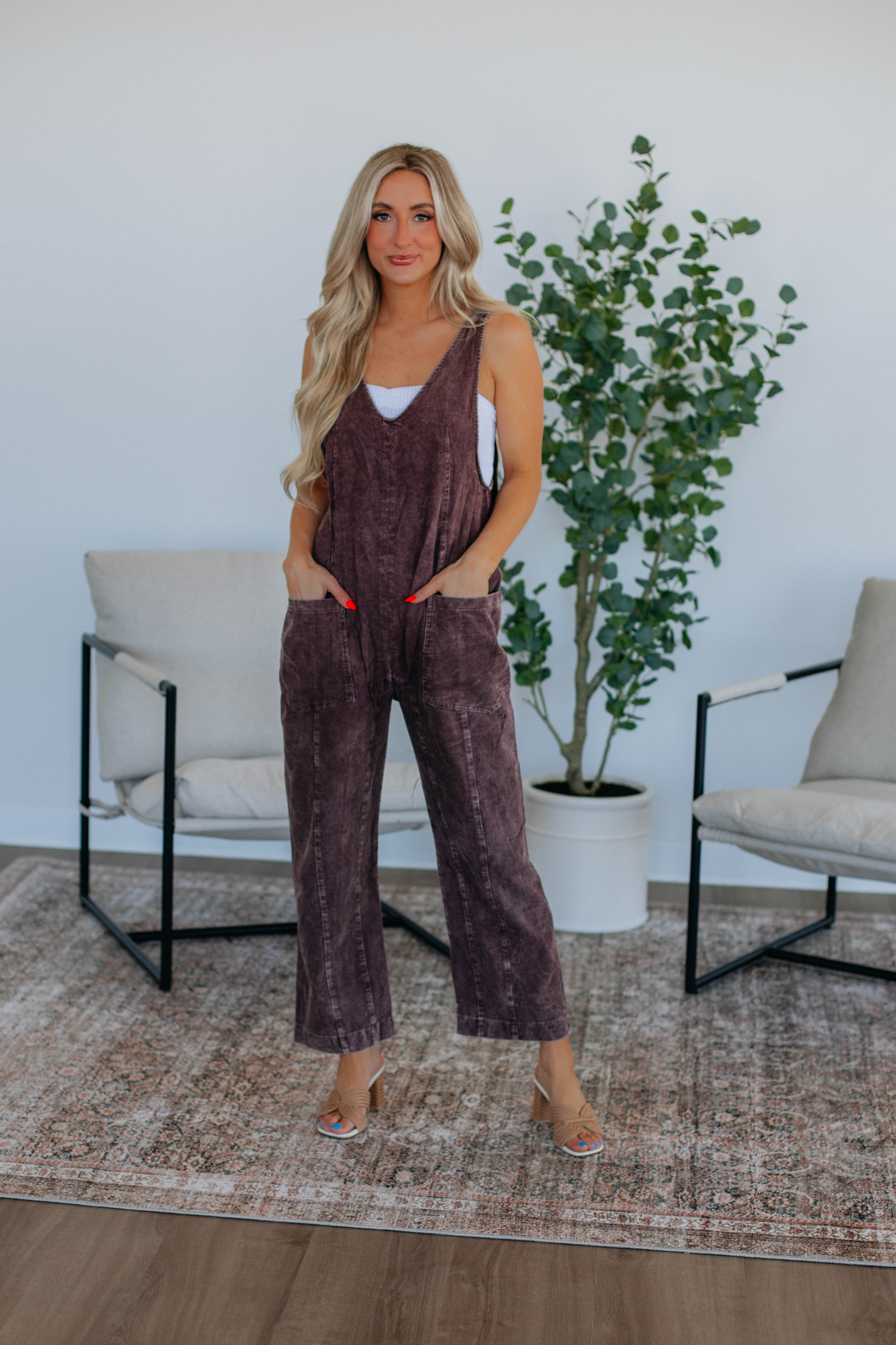 Coleman Corduroy Overalls for Women - Comfortable Stretch Denim Overalls with Adjustable Straps - Perfect for Casual Wear, Work & Outdoor Activities (Plum)