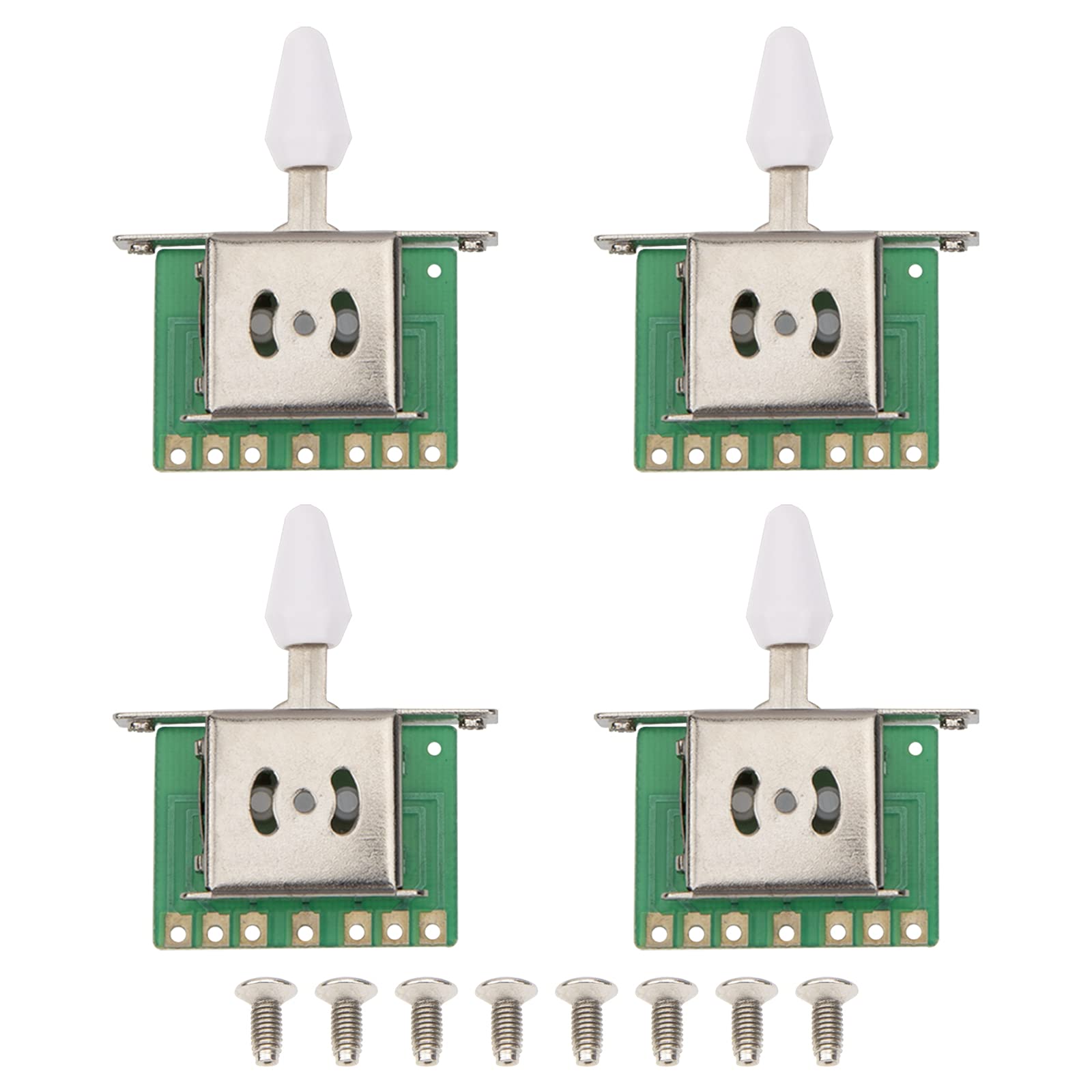 4Pcs Yootones 5-Way Electric Guitar Pickup Selector Switch - Compatible with Strat & Tele Style Guitars (5Way-White) | Perfect for Guitar Upgrades & DIY Repairs