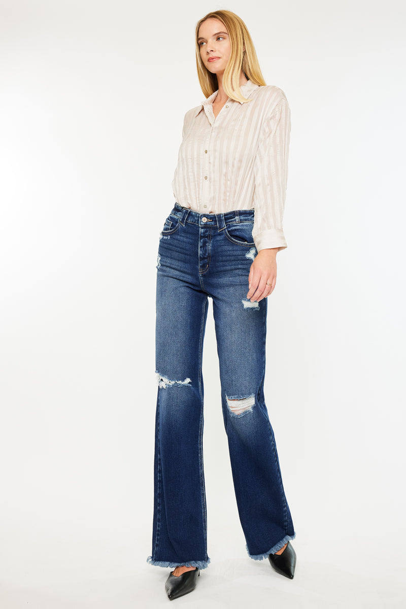 Izzie High Rise 90's Flare Jeans for Women - Vintage Retro Stretch Denim Pants - Perfect for Casual Outfits, Date Nights & 90s Fashion Looks