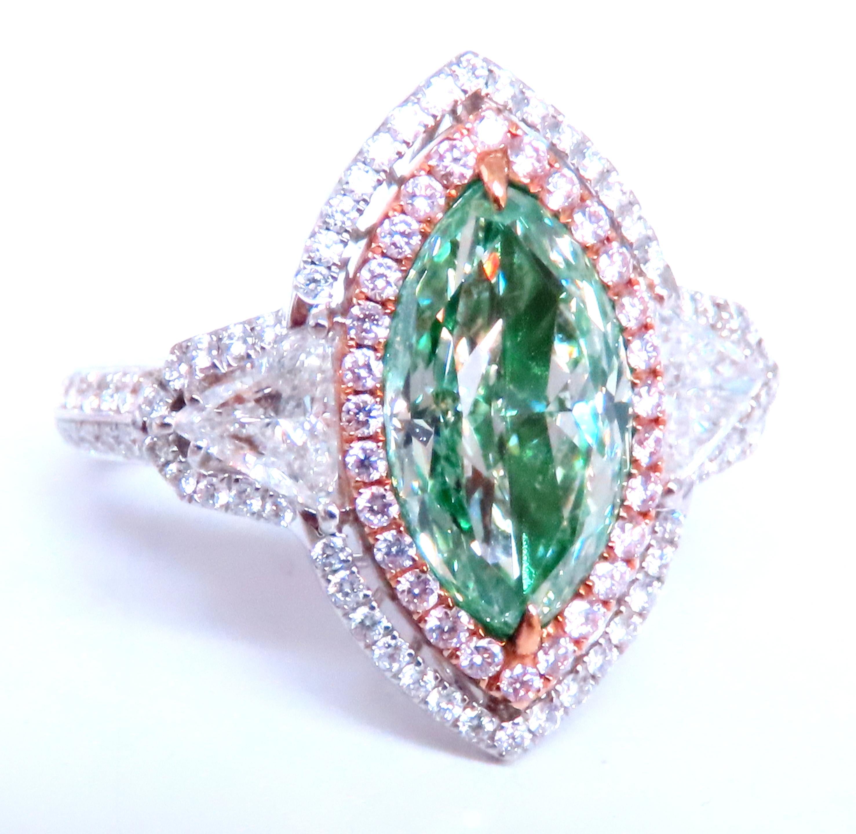 GIA Certified 3.06 Carat Natural Green Diamond Engagement Ring in 18K Gold Halo Setting - Perfect for Proposals, Anniversaries & Special Occasions