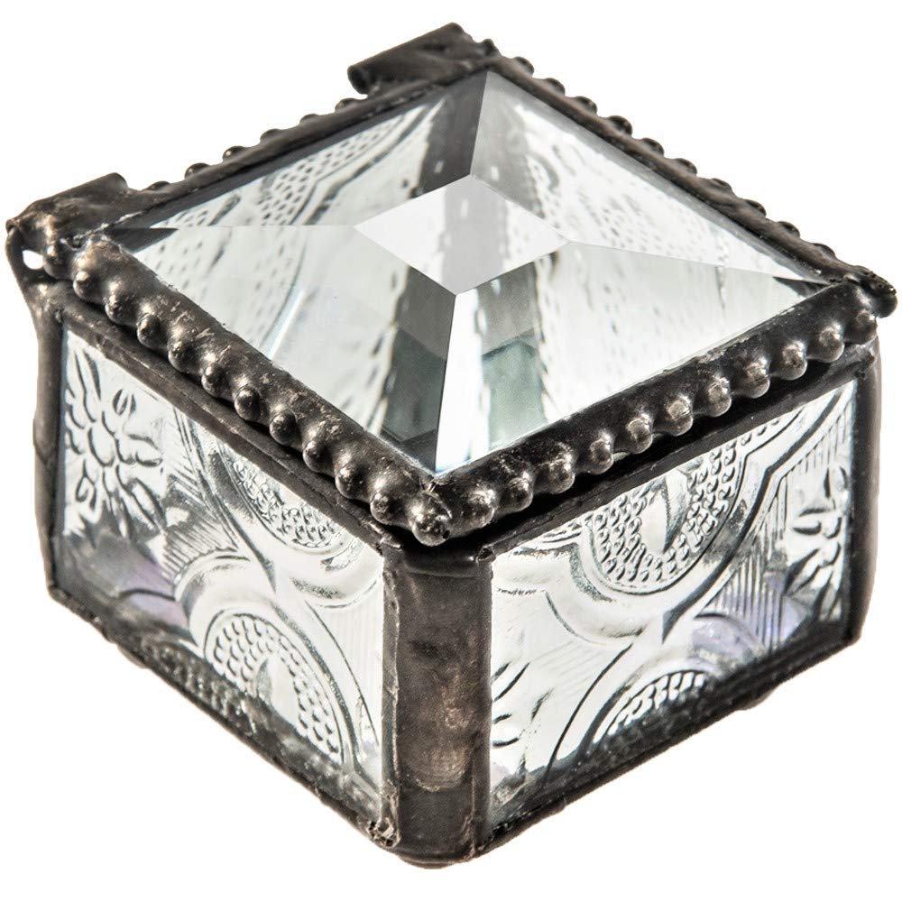 Vintage Stained Glass Ring Box - Elegant Jewelry Keepsake for Wedding & Engagement Gifts | Clear Decorative Display Case for Rings, Necklaces & Small Treasures | Perfect Proposal, Anniversary & Bridal Shower Present