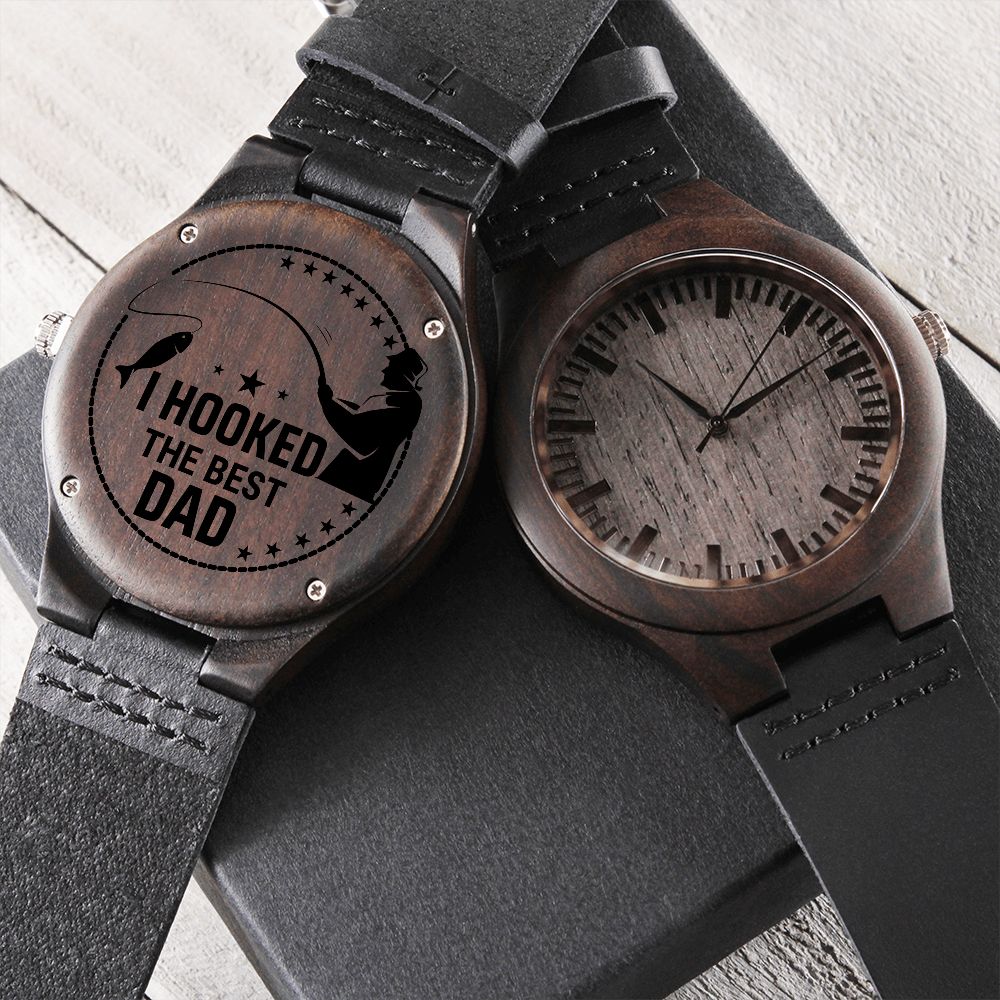 Best Wooden Fishing Watch for Dad - Unique Christmas Gift for Fishing Enthusiasts - Perfect for Father's Day, Birthday & Outdoor Adventures