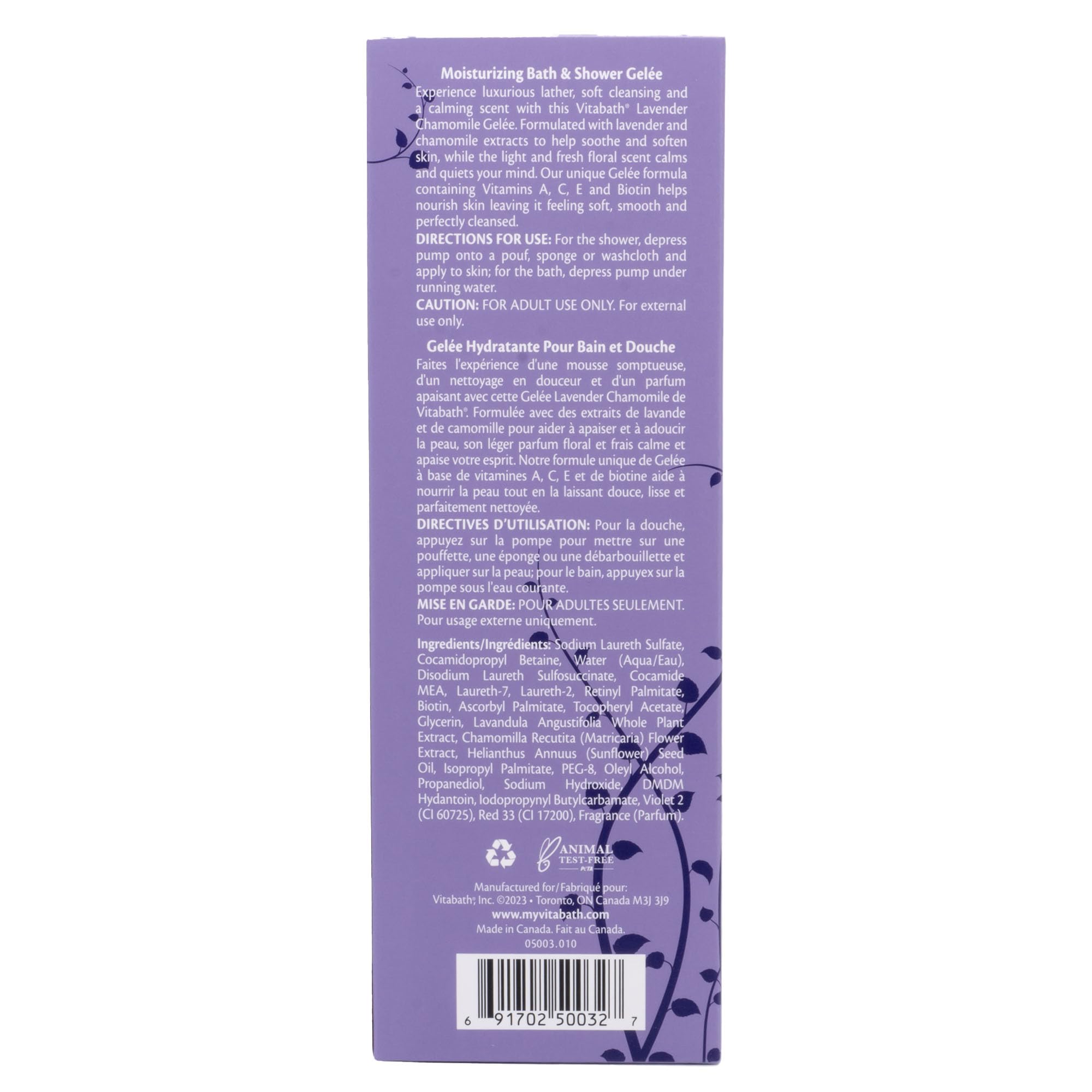 Vitabath Lavender Chamomile Moisturizing Body Wash & Shower Gel - 21 oz | Calming Hydrating Botanical Formula for Soft Skin | Relaxing Bath & Shower Experience for Stress Relief & Better Sleep