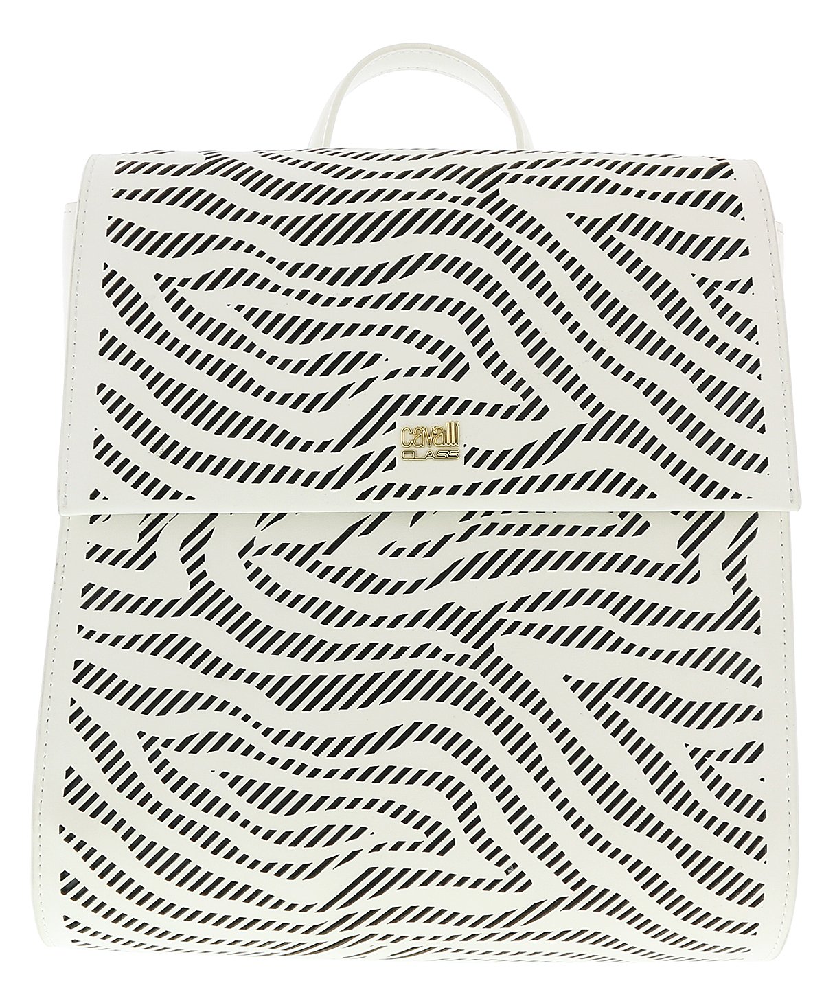 Roberto Cavalli GQLPA2 B20 White & Black Audrey 004 Women's Backpack - Stylish Designer Handbag for Work, Travel & Everyday Use