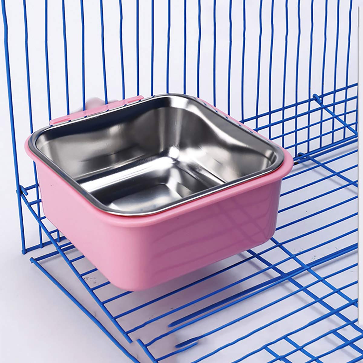 Luck Dawn Stainless Steel Removable Hanging Pet Bowl - 2 Pack Small Crate Food & Water Dish with Bolt Holder for Dogs, Puppies, Cats, Rabbits, Birds & Small Animals - Perfect for Cages, Kennels & Travel Use