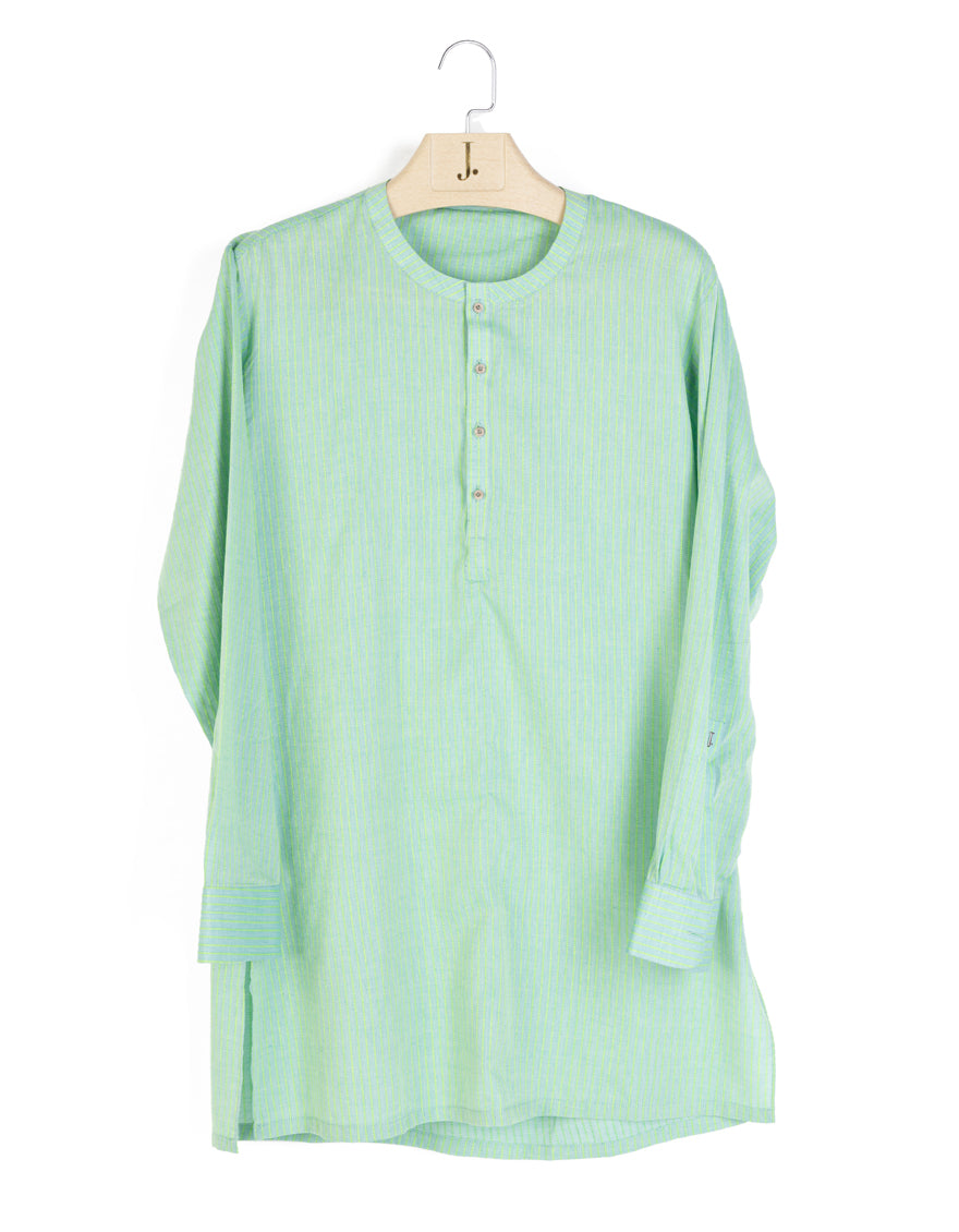 Blended Green Short Kurta by J. Junaid Jamshed | Stylish Cotton Pakistani Traditional Shirt for Men | Perfect for Eid, Weddings & Casual Wear