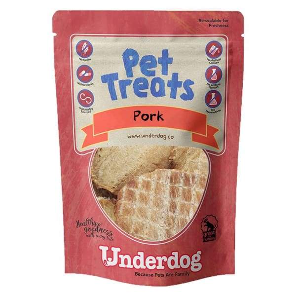 Premium Underdog Pork Air-Dried Dog Treats 80g - Natural, Grain-Free, High-Protein Snacks for Small & Large Dogs - Perfect for Training, Rewards & Dental Health