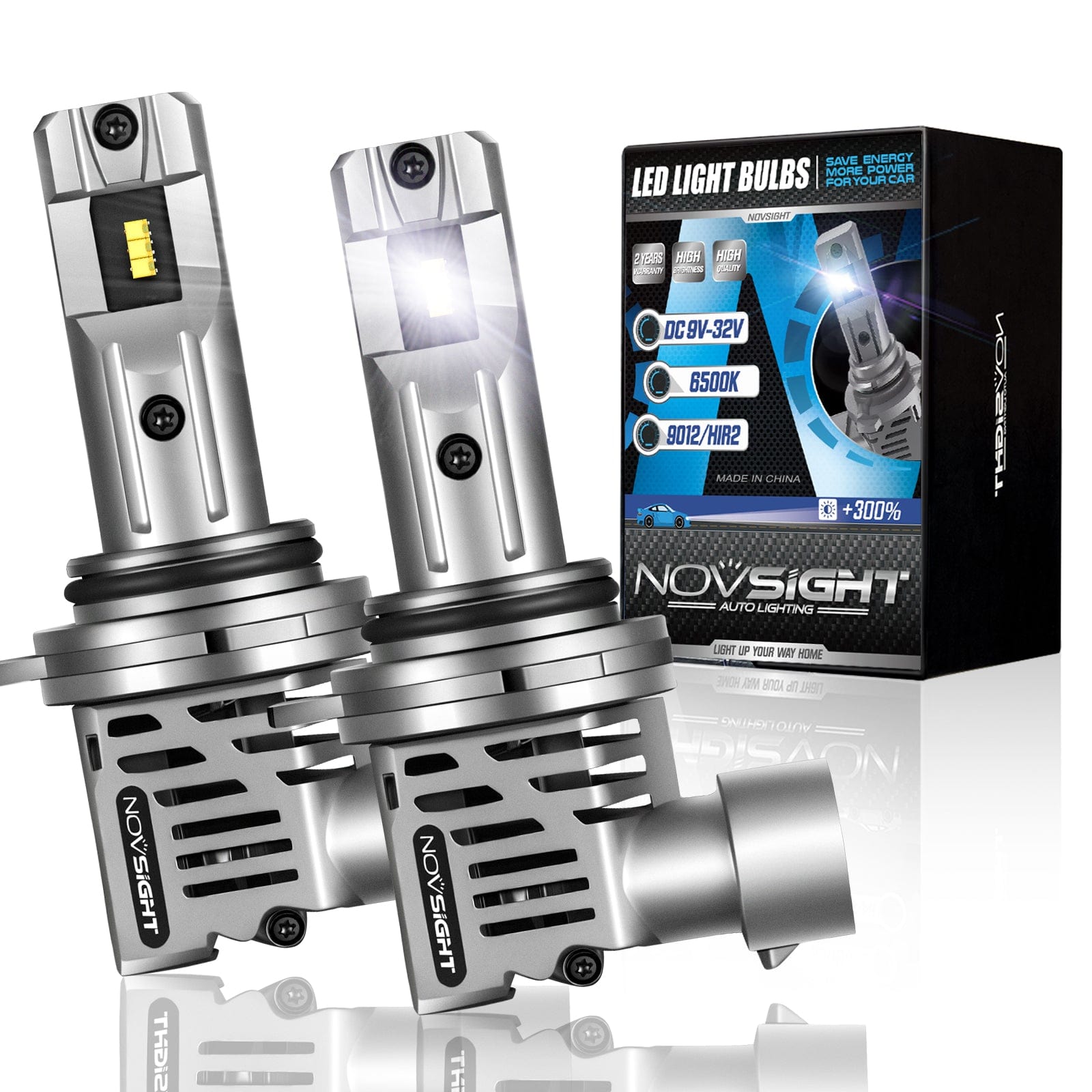 N30 Standard Series Wireless LED Headlight Bulbs - H13 9004 9006 9007 Compatible - 55W 12000LM 6500K Cool White - 1:1 Integrated Design - Pack of 2 - Perfect for Car Headlight Replacement & Night Driving