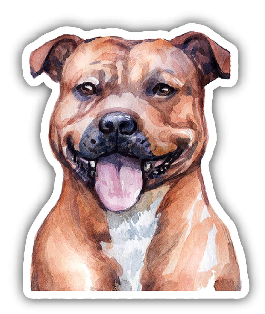 Staffordshire Bull Terrier Dog Breed 2-Inch Watercolor Laser Cut Vinyl Decal Sticker - Perfect for Laptops, Cars, Windows & DIY Crafts