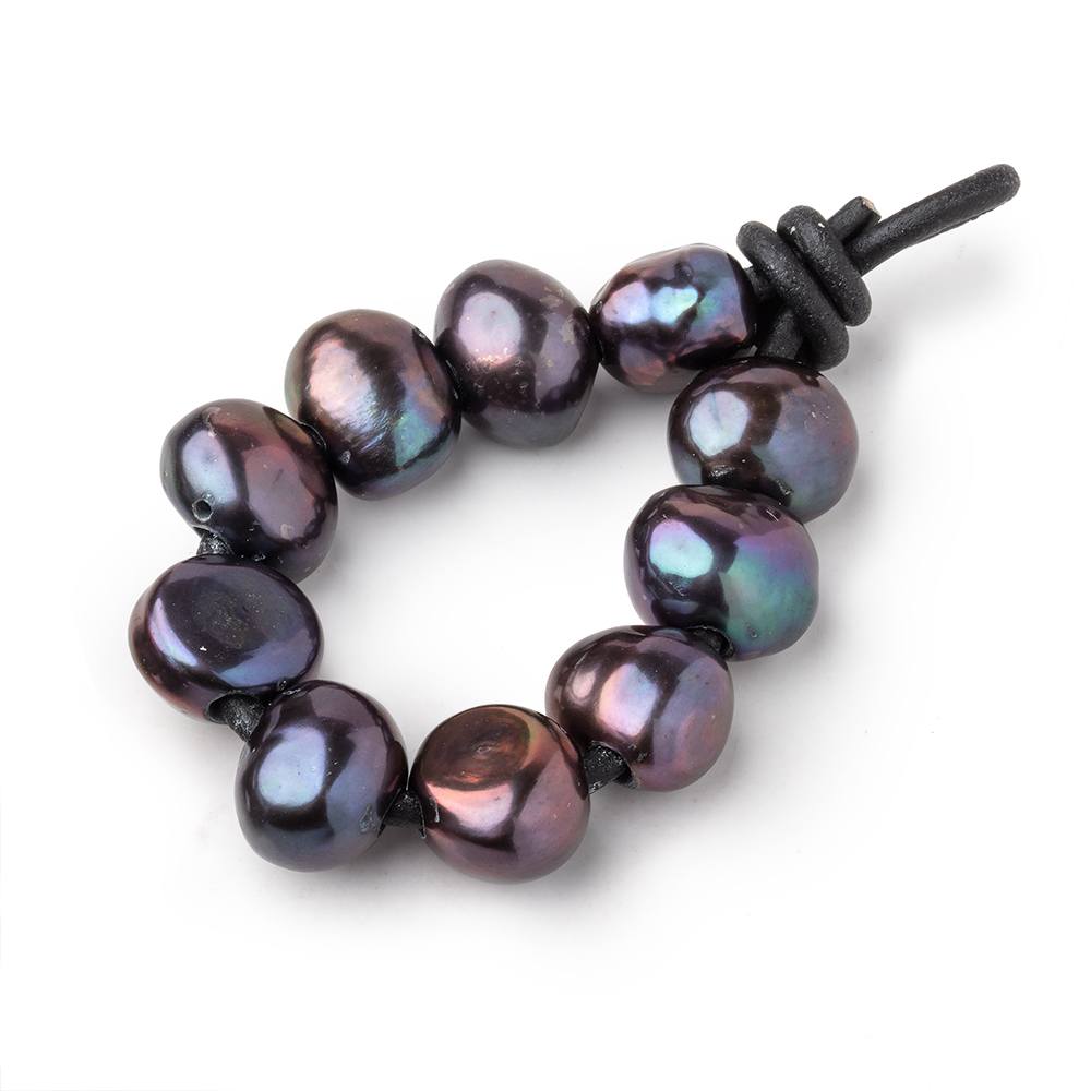 10-11mm Copper Peacock Baroque Pearls - Set of 10 Large Hole Beads for Jewelry Making, DIY Crafts, Necklace & Bracelet Designs