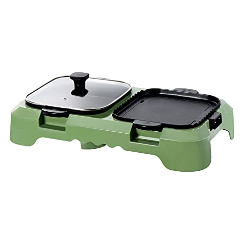 2 in 1 Electric Grill and Shabu Hot Pot with 5 Heating Levels - Non-Stick Smokeless Cookware, Constant Temperature Control (56x31x10cm) - Perfect for Indoor BBQ, Family Gatherings and Asian Hot Pot Parties