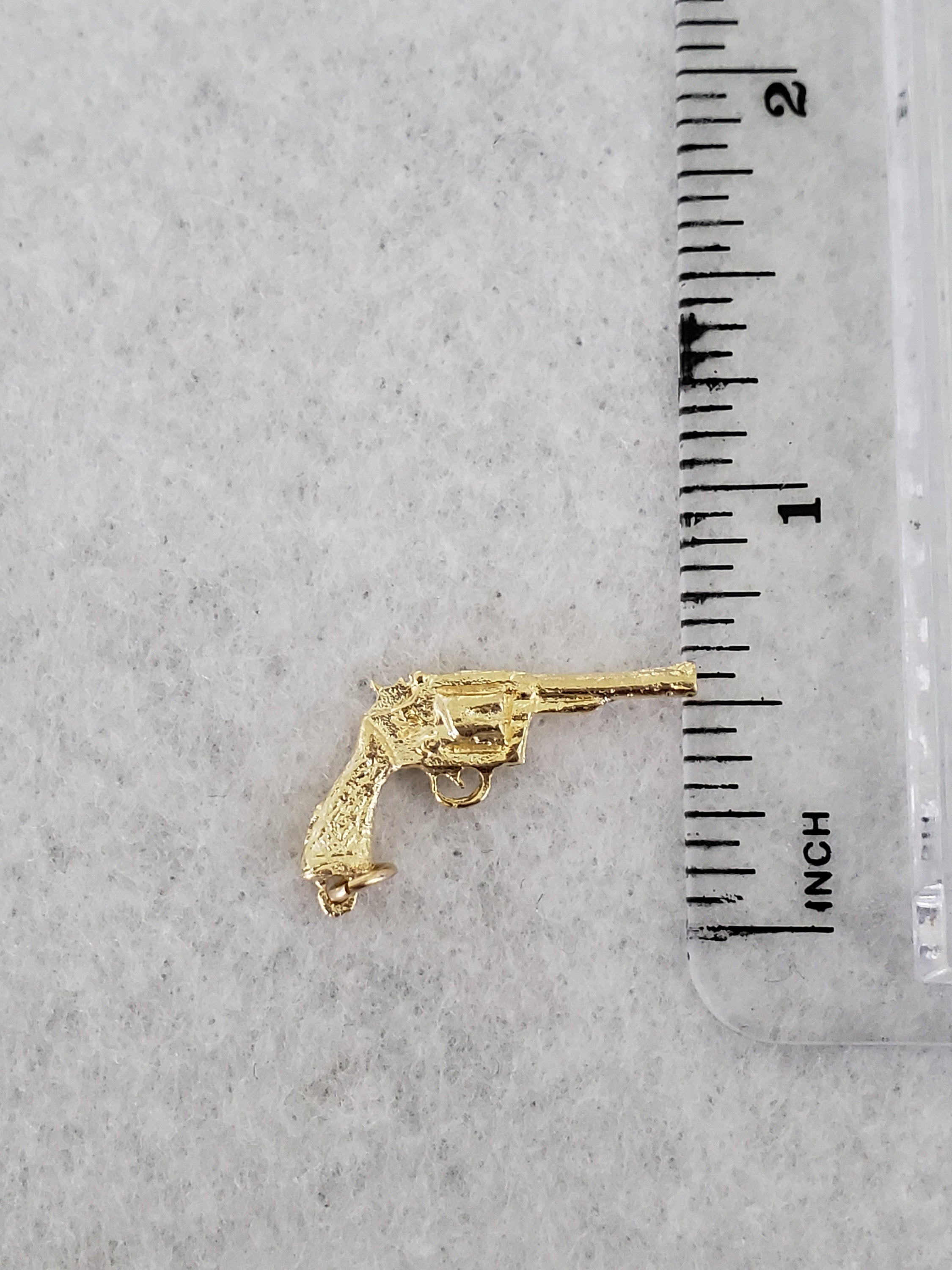 14k Yellow Gold Gun Charm Pendant for Jewelry Making - Perfect for Necklaces, Bracelets & DIY Accessories