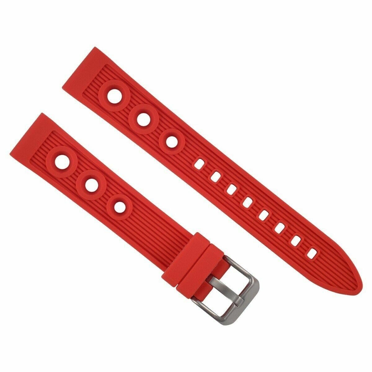 **18mm Rubber Diver Watch Band Strap Compatible with Breitling Chronomat A13035 Avenger Red - Durable Replacement Strap for Water Sports & Outdoor Adventures**