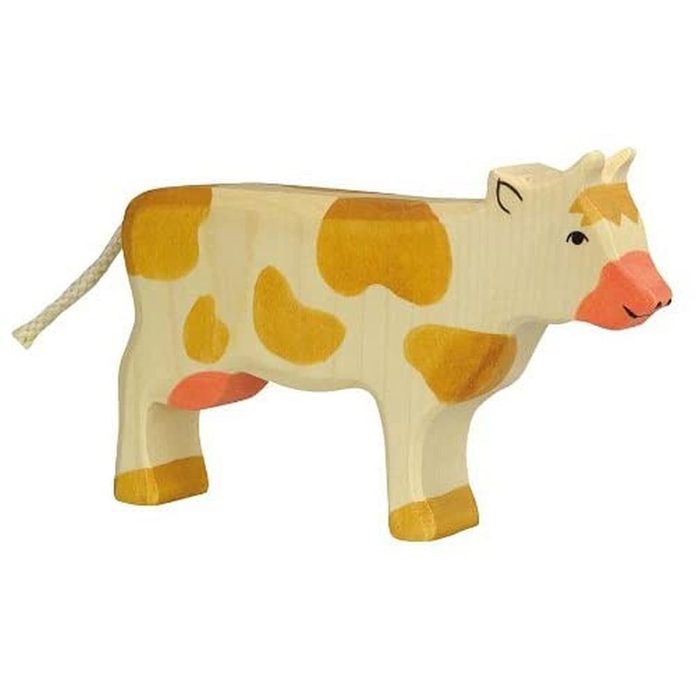 Brown Spotted Cow Standing Toy Figure - Realistic Farm Animal Figurine for Kids, Educational Play, Farmhouse Decor, and Collectibles | Perfect for Farm-Themed Parties, Classroom Learning, and Nursery Room Decor