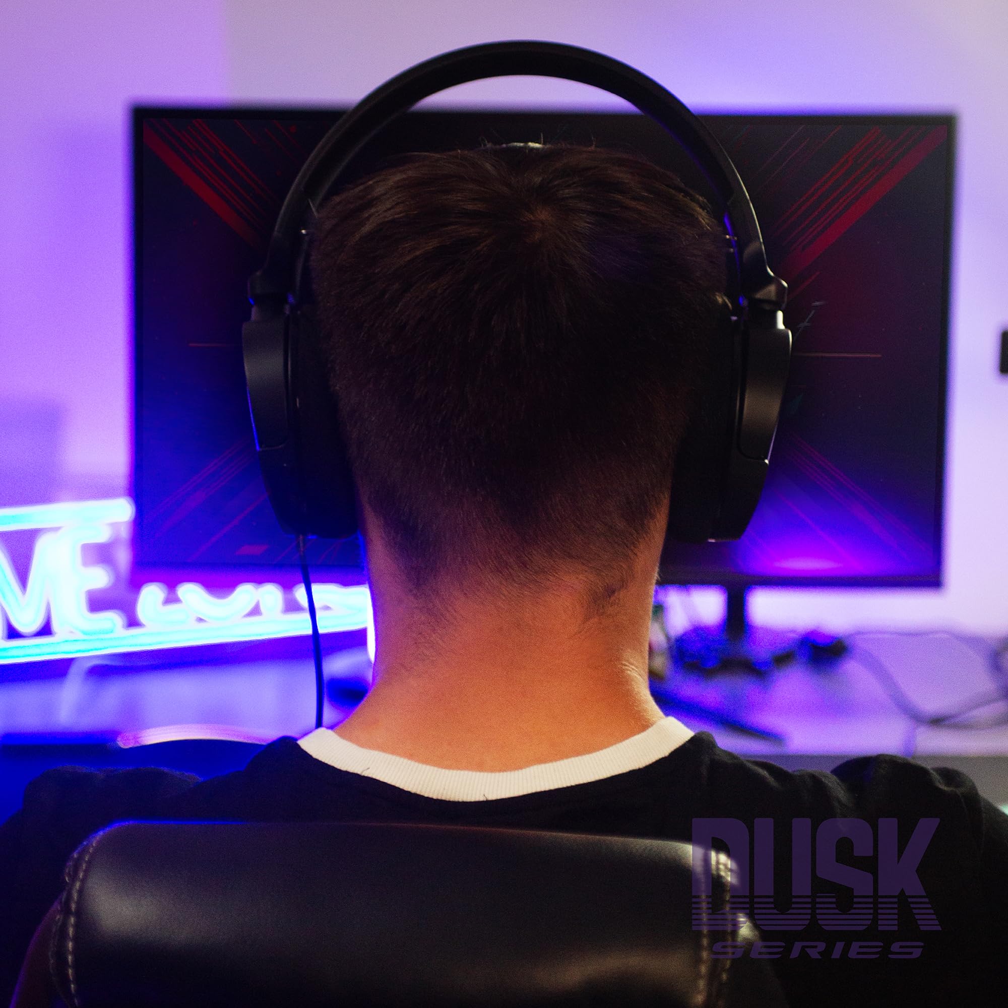 Eclipse Gaming Headset - Black Wired Over-Ear Headphones with Noise Cancelling Mic for PC, PS4, Xbox - Comfortable for Long Gaming Sessions & Online Classes