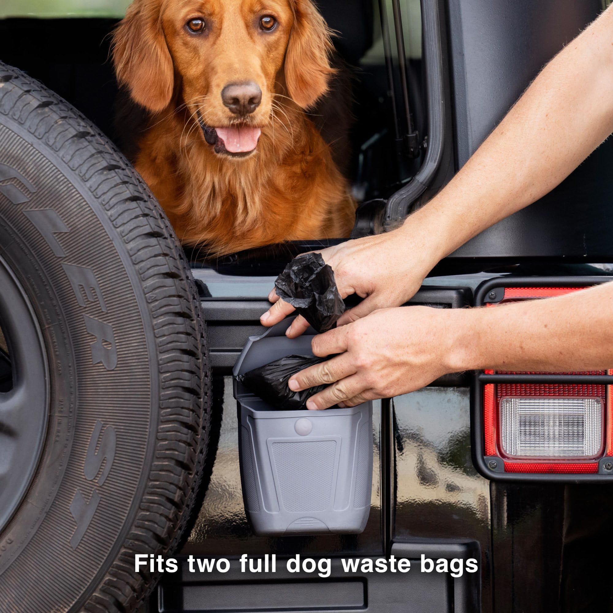 Kurgo Magnetic Dog Waste Trash Bin for Cars - Portable Poop Bag Dispenser & Garbage Can for Pets - Attaches to Vehicle Tailgate or Bumper - Easy Clean Travel Accessory (Perfect for Road Trips, Camping & Outdoor Adventures with Pets)