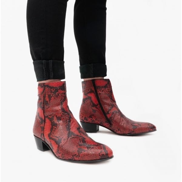 Premium Handcrafted Men's Luxury Cuban Heel Dress Boots - 100% Genuine Exotic Leather - Made in Spain - Formal & Smart Occasions - Wedding, Office & Evening Events