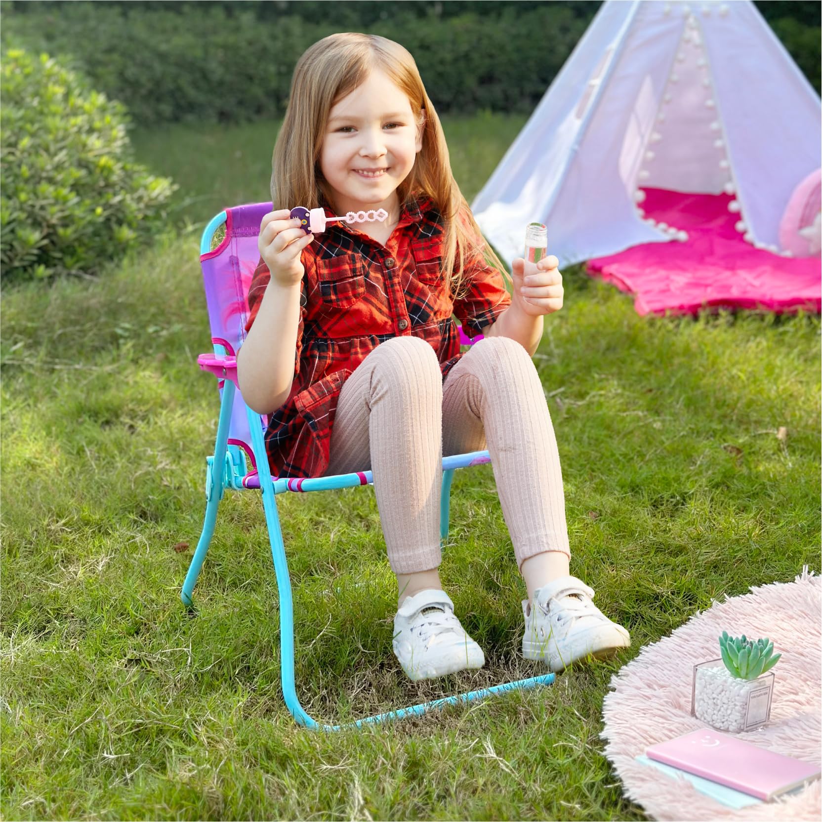 DreamWorks Trolls 3 Kids Outdoor Folding Chair - Portable Metal Frame Patio Seat for Ages 3+, Perfect for Backyard, Camping & Picnics