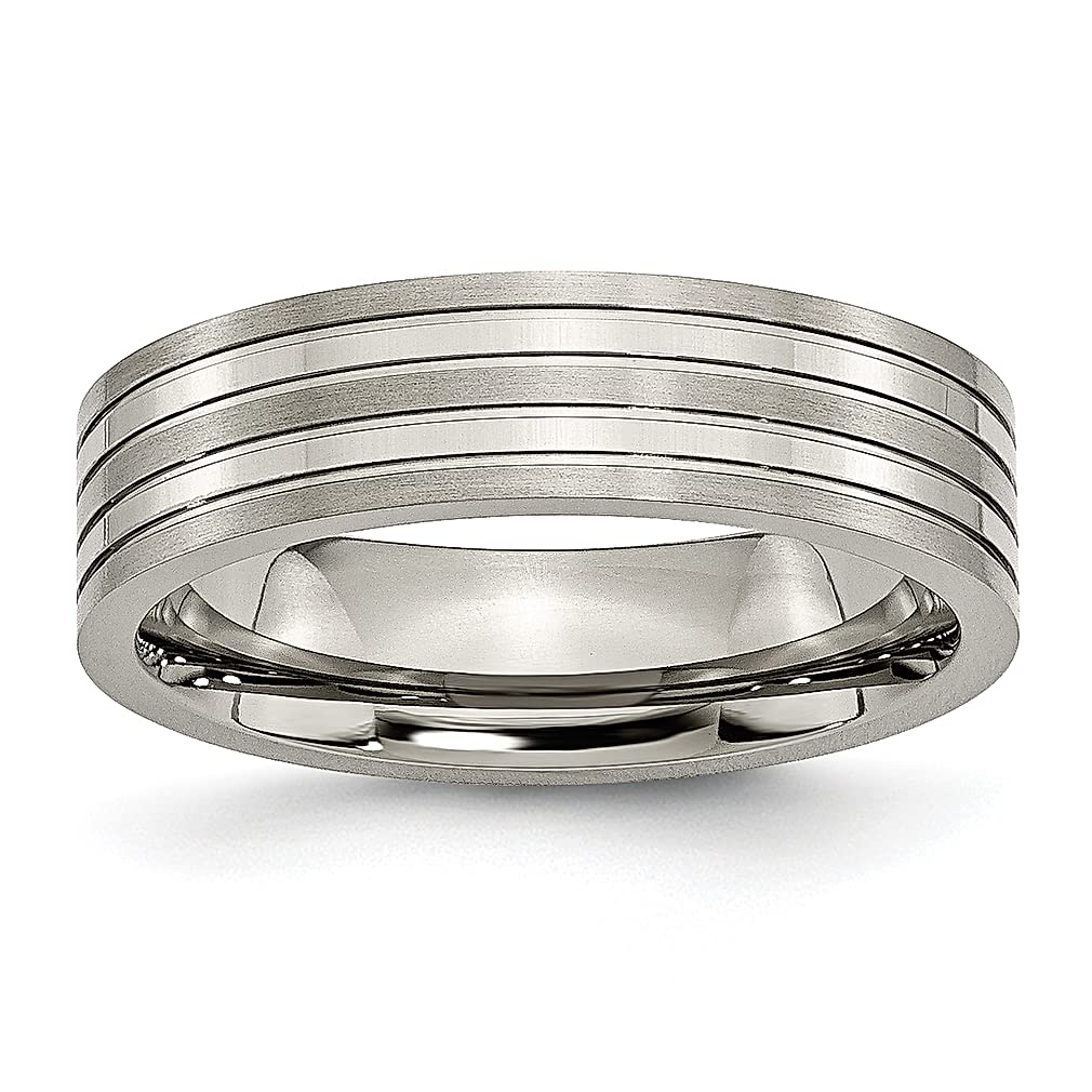 ICE CARATS Titanium Brushed 6mm Grooved Wedding Ring Band for Women - Durable & Hypoallergenic Fashion Jewelry, Perfect Anniversary Gift for Her - Ideal for Everyday Wear, Weddings & Special Occasions