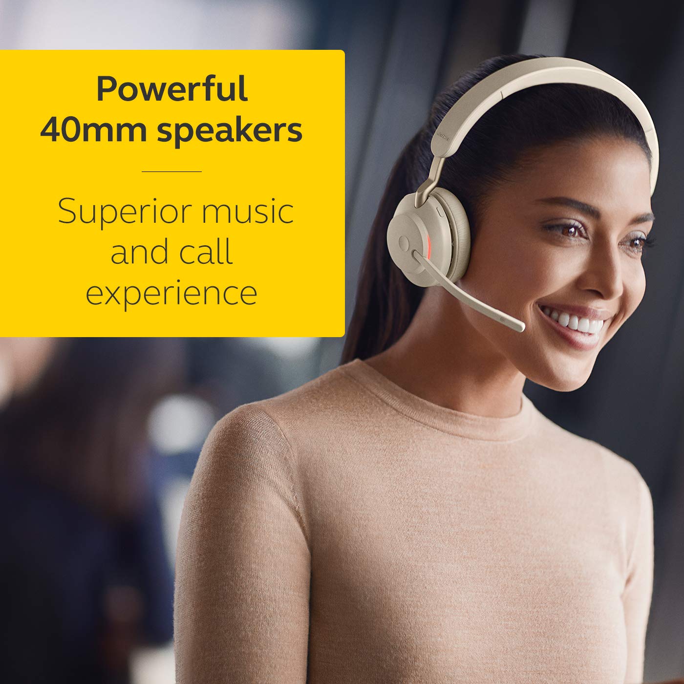 Jabra Evolve2 65 Wireless Headset with USB-C - Stereo Sound, Noise Cancelling, Beige | Perfect for Home Office, Remote Work & Music Listening