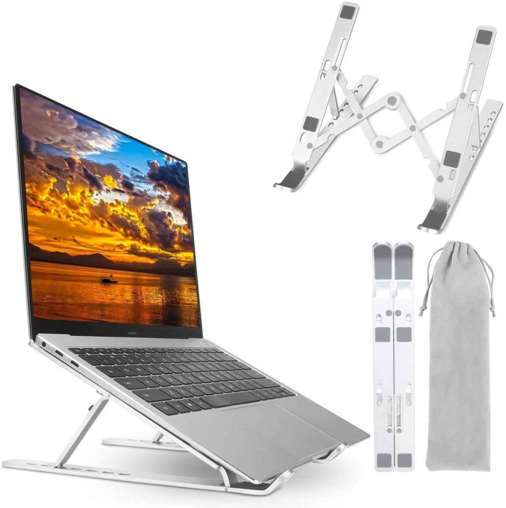 Adjustable Laptop Stand - Portable Aluminum Laptop Riser & Holder for Desk, Foldable & Ventilated Cooling Stand for MacBook Pro/Air, HP, Lenovo, Dell (12-15.6 Inch) | Perfect for Home Office, Workstation & Travel Use