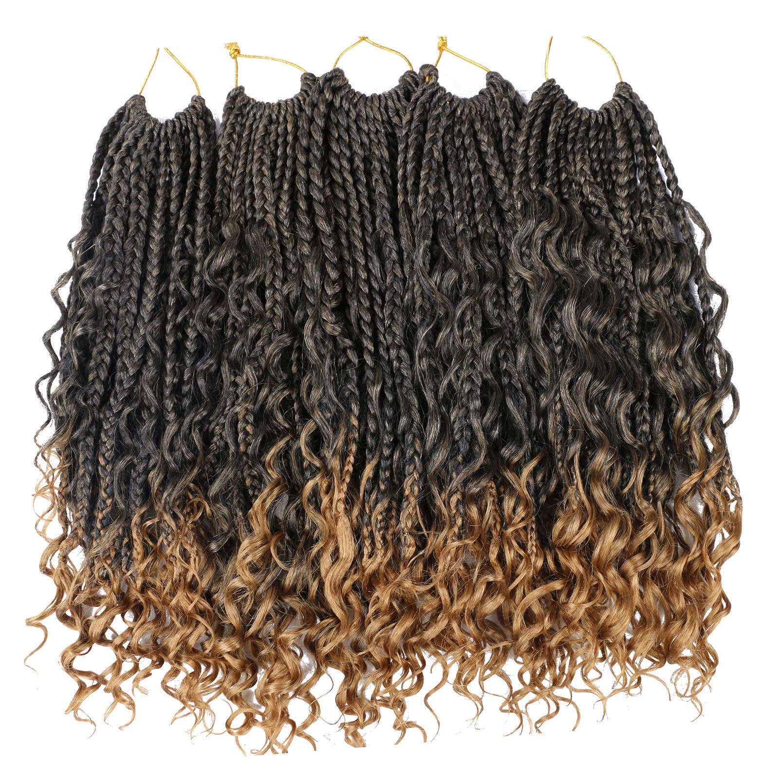 LMZIM 8 Packs Crochet Box Braids - Bohemian Synthetic Hair with Curly Ends (3X, T27) for Black Women | Perfect for Protective Styles, Goddess Braids & Everyday Wear